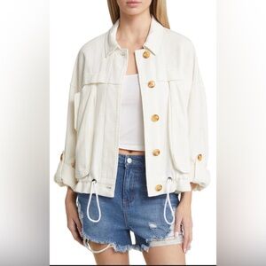Sonoma Women's Cream Utility Jacket with Button Accents